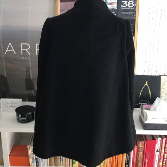 BCBG Black Moto Style Wool Blend Swing Coat/Jacket - Picture 4 of 7